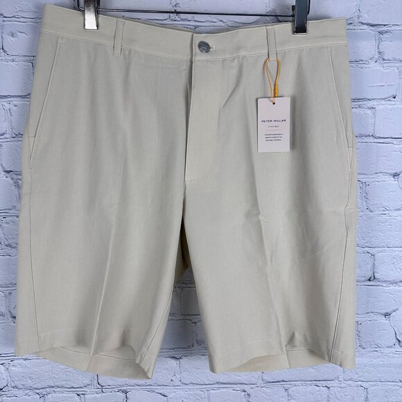 Peter Millar Men's Shackleford Performance 9" Hybrid Golf Short, Size W33, Sand - Picture 3 of 15